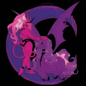 Demon girl and pony