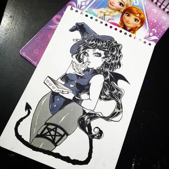 Ink marker pizza witch