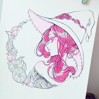 Ink marker fruit witch
